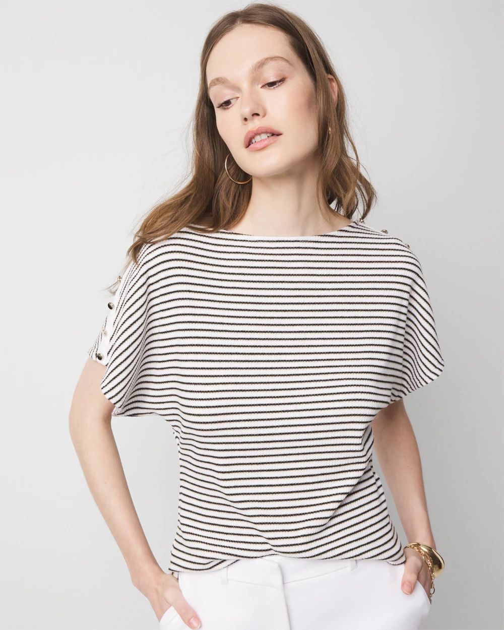 Button Shoulder Dolman Sleeve Top | White House Black Market